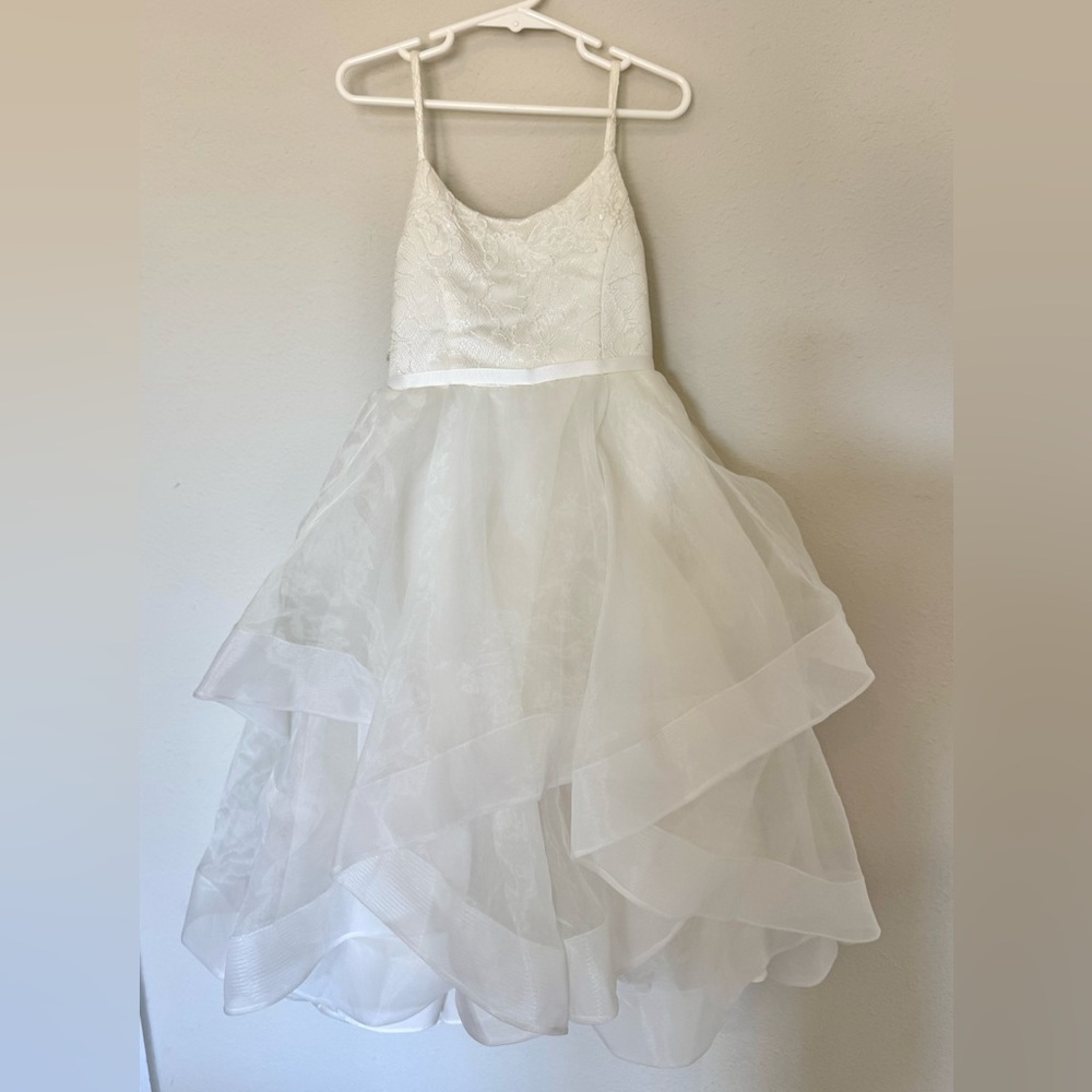 David's Bridal Off White Layered Flower Girl Wedding Dress